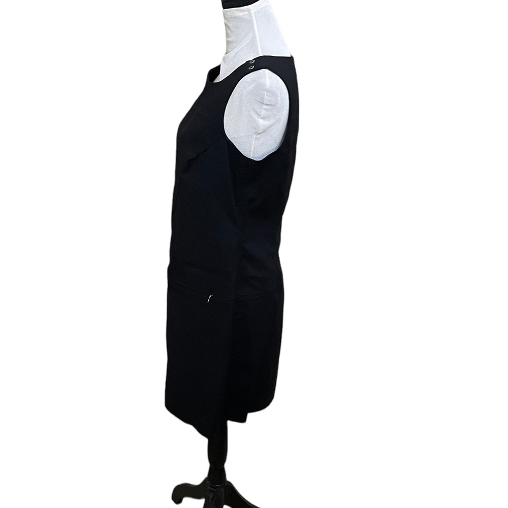 White House Black Market black overall sleeveless dress minimalist cotton medium - Picture 4 of 10
